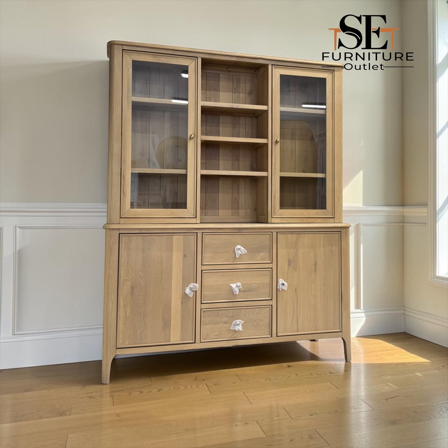 Light Natural Solid Oak Large Dresser, Newton Range From Oak Furnitureland RRP £1599