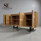 Chunky Solid Acacia Wood Live Edge 3-Door Large Sideboard with Gun Metal Legs RRP £999