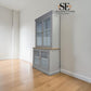 Solid Oak Top & Solid Wood Frames Large Glazed Dresser, Chester Dove Grey Range RRP £1199