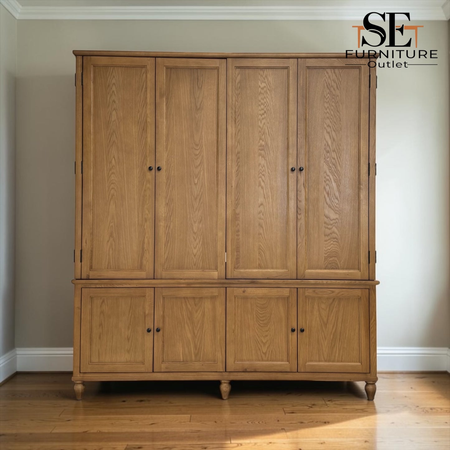 Solid Oak & Oak Veneer Media Hideaway Unit, Fits a TV up to 75", Elkstone Mellow Oak Range RRP £1999