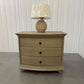 Smoked Oak 3 Drawer Wide Bow Fronted Bedside Table RRP £399