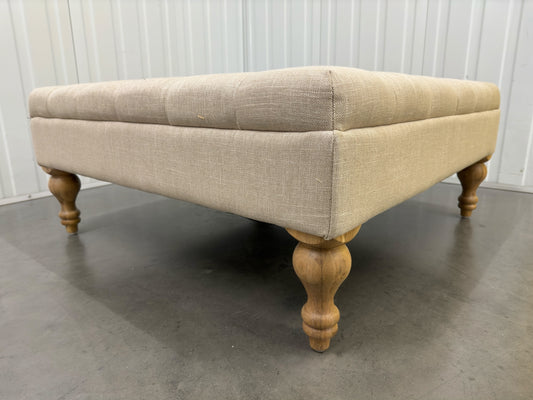 Hand Buttoned Coffee Table Stone Linen With Oak Legs RRP £299