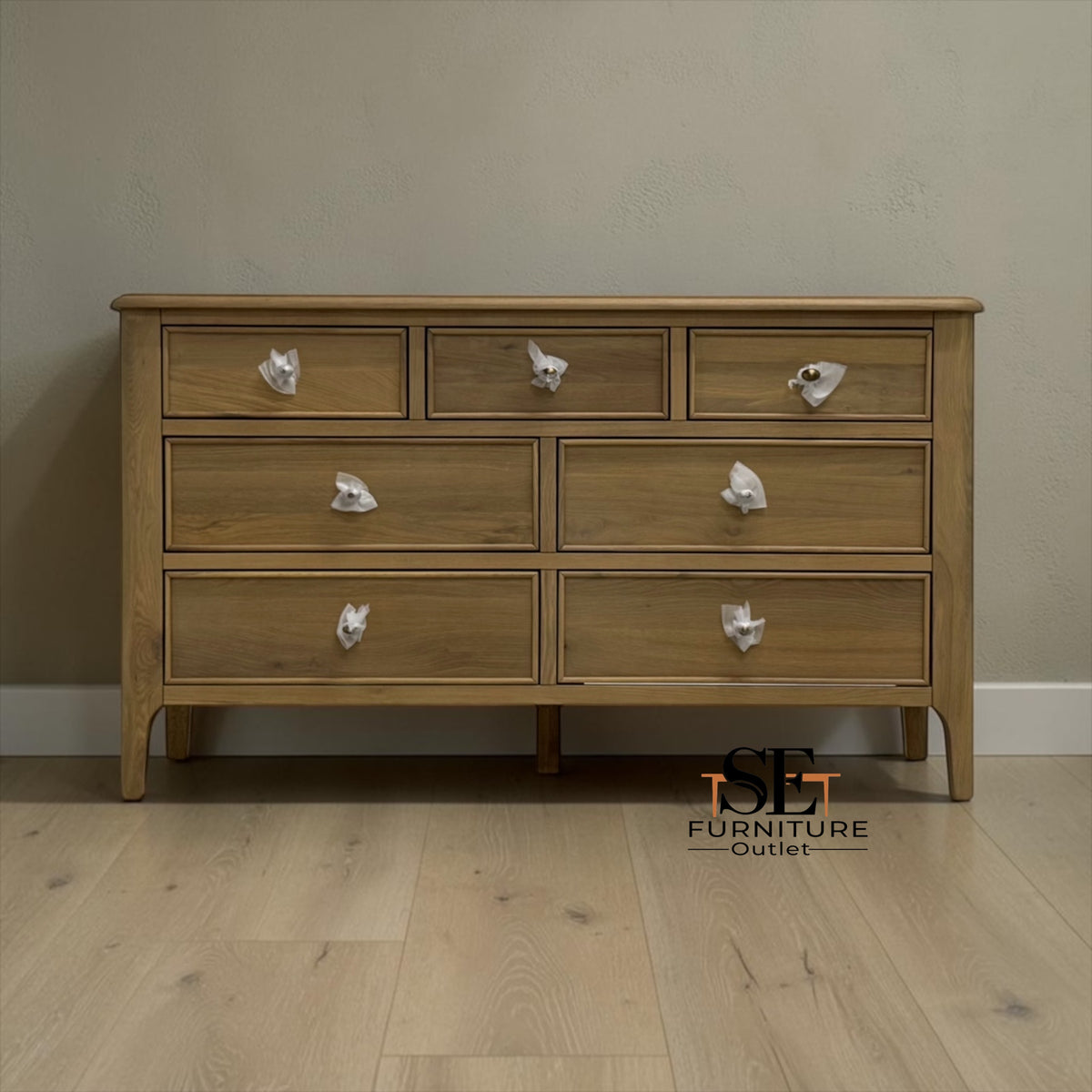 Light Natural Solid Oak 7 Drawer Chest, Newton Range From Oak Furnitureland RRP £829