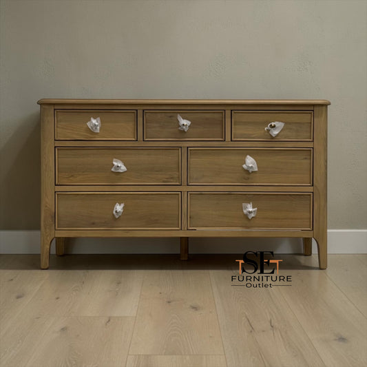 Light Natural Solid Oak 7 Drawer Chest, Newton Range From Oak Furnitureland RRP £829