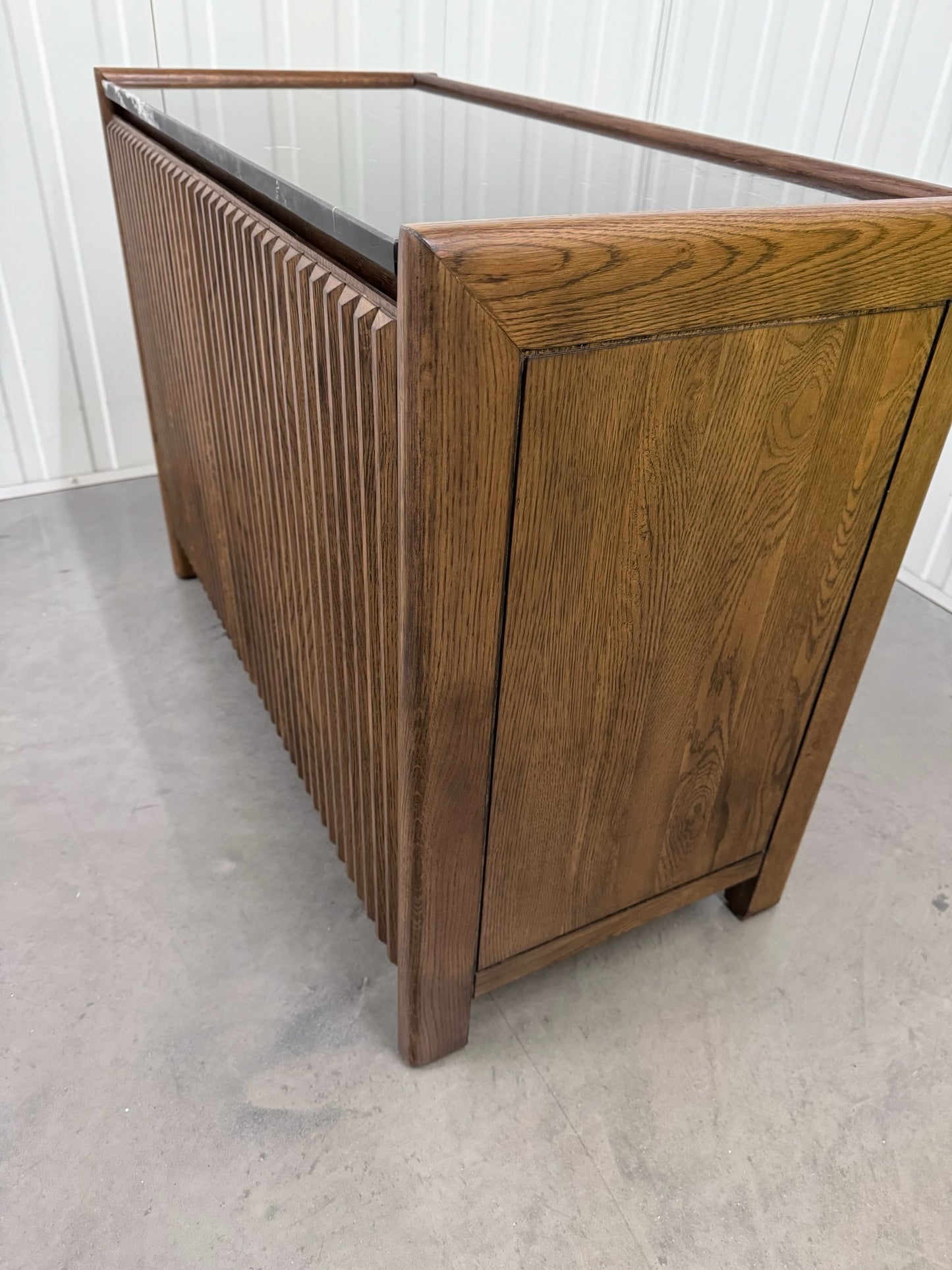 Solid Dark Oak & Luxury Black Marble Top Sideboard RRP £549