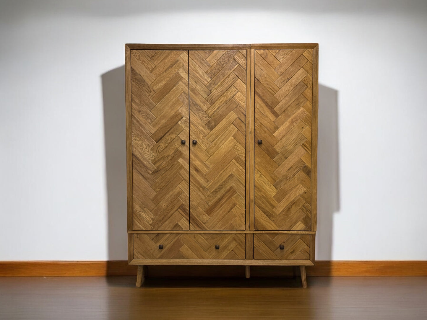 OAK FURNITURELAND BRUSHED & GLAZED SOLID OAK TRIPLE WARDROBE PARQUET RANGE RRP £1499