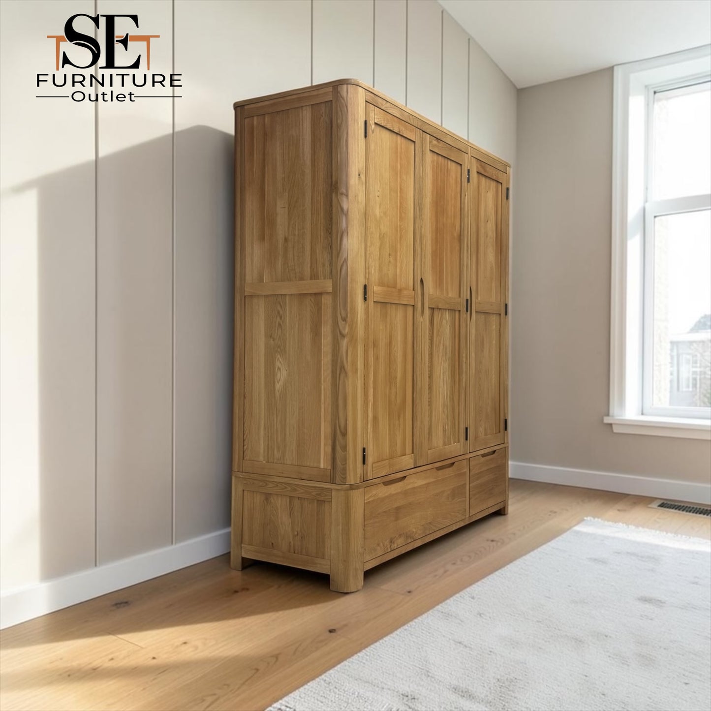 Natural Solid Oak Triple Wardrobe Romsey Range From Oak Furnitureland RRP £1599