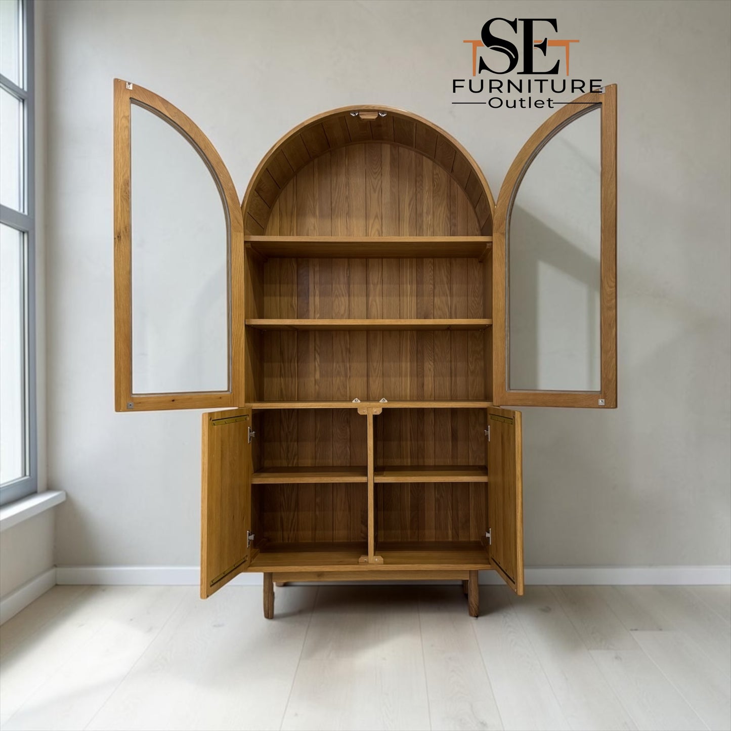 Natural Solid Oak Display Cabinet Belgrave Range From Oak Furnitureland RRP £1139