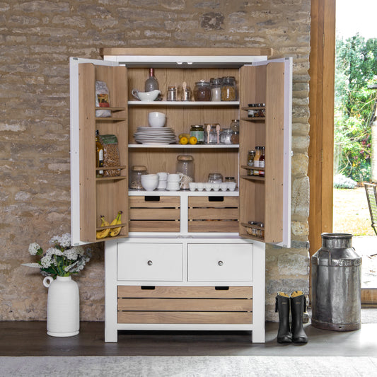 Oak Top & White Painted Double Larder