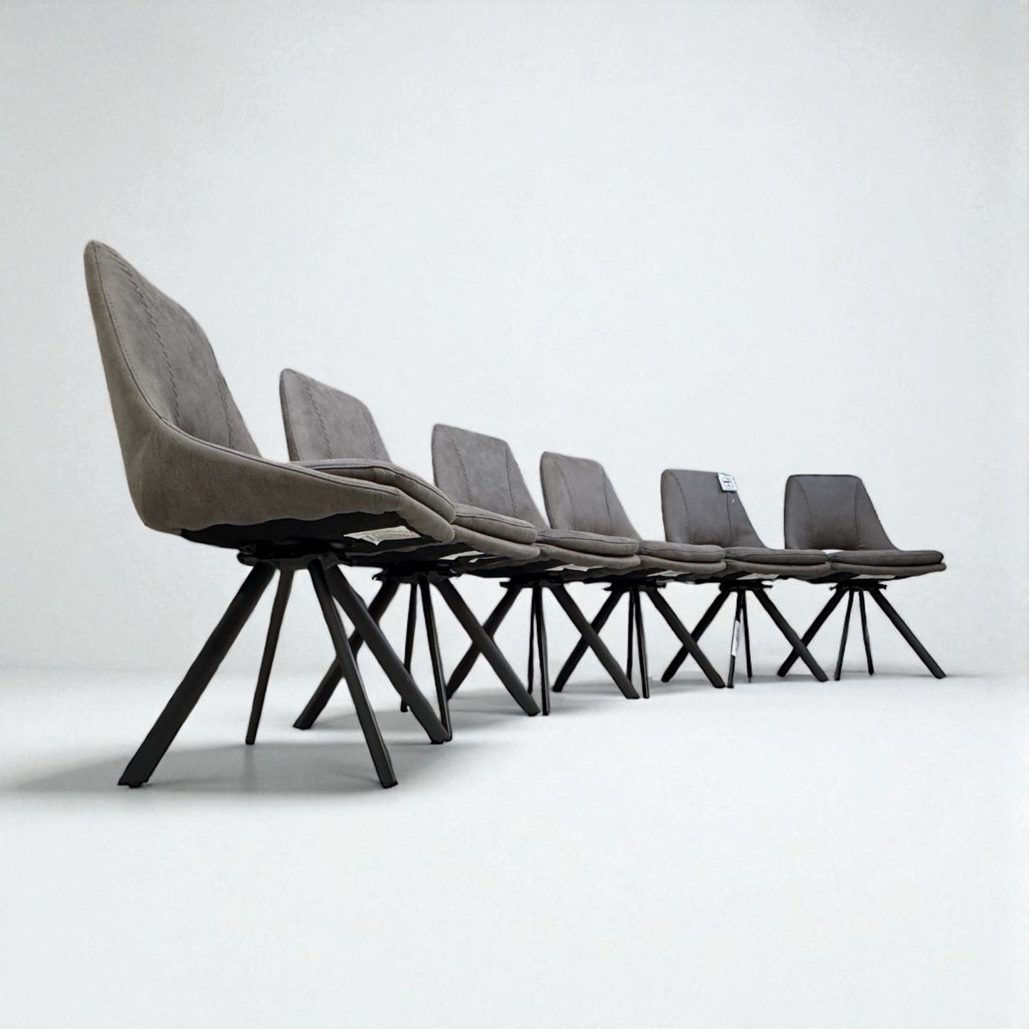 Set of 6 Dark Grey Suede Look Swivel Dining Chairs, From Oak Furnitureland RRP £260 Each