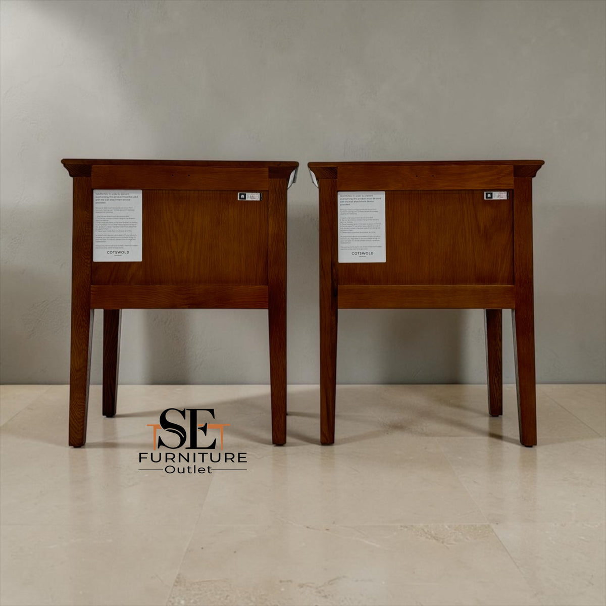 Set of 2 Solid Oak & Oak Veneer Bedside Tables from the Winchcombe Dark Oak Range RRP £598