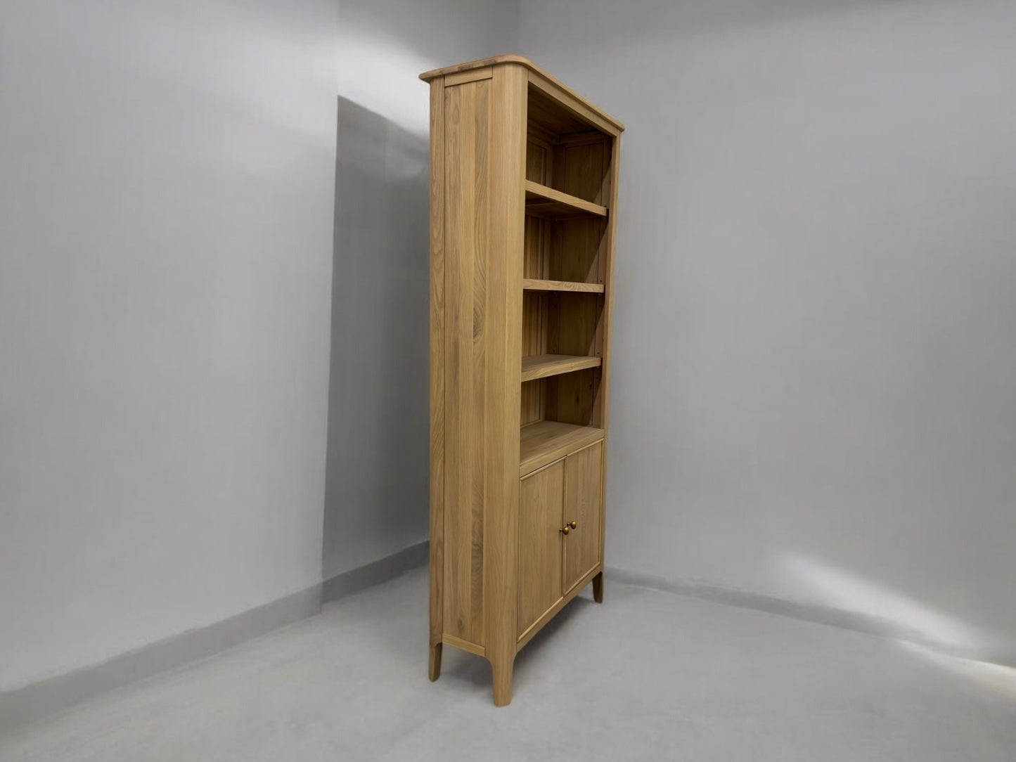 Oak Furnitureland Light Natural Solid Oak Tall Bookcase Newton Range RRP £649