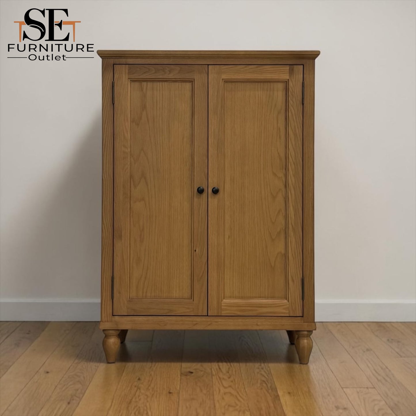 Solid Oak & Quality Oak Veneer Shoe Cupboard from the Elkstone Mellow Oak Range RRP £585