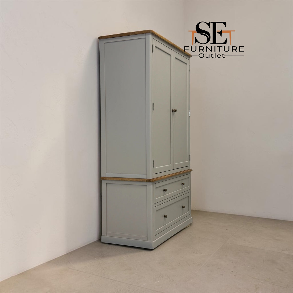 Natural Solid Oak & Painted Double Larder, Henley Range From Oak Furnitureland RRP £1679
