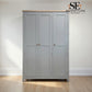 Solid Oak Top & Solid Wood Frames 3 Door Hallway Cupboard, Chester Dove Grey Range RRP £1325