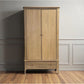 Light Natural Solid Oak Double Wardrobe with Full Sized Mirror, Newton Range From Oak Furnitureland RRP £999