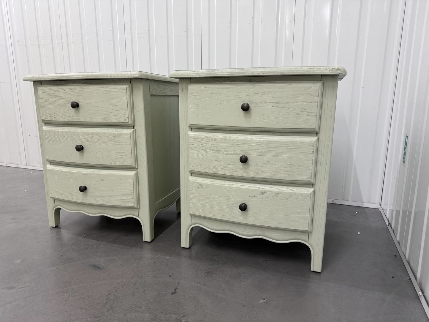 Solid Oak French Grey Painted Bedside Tables RRP £399 Each