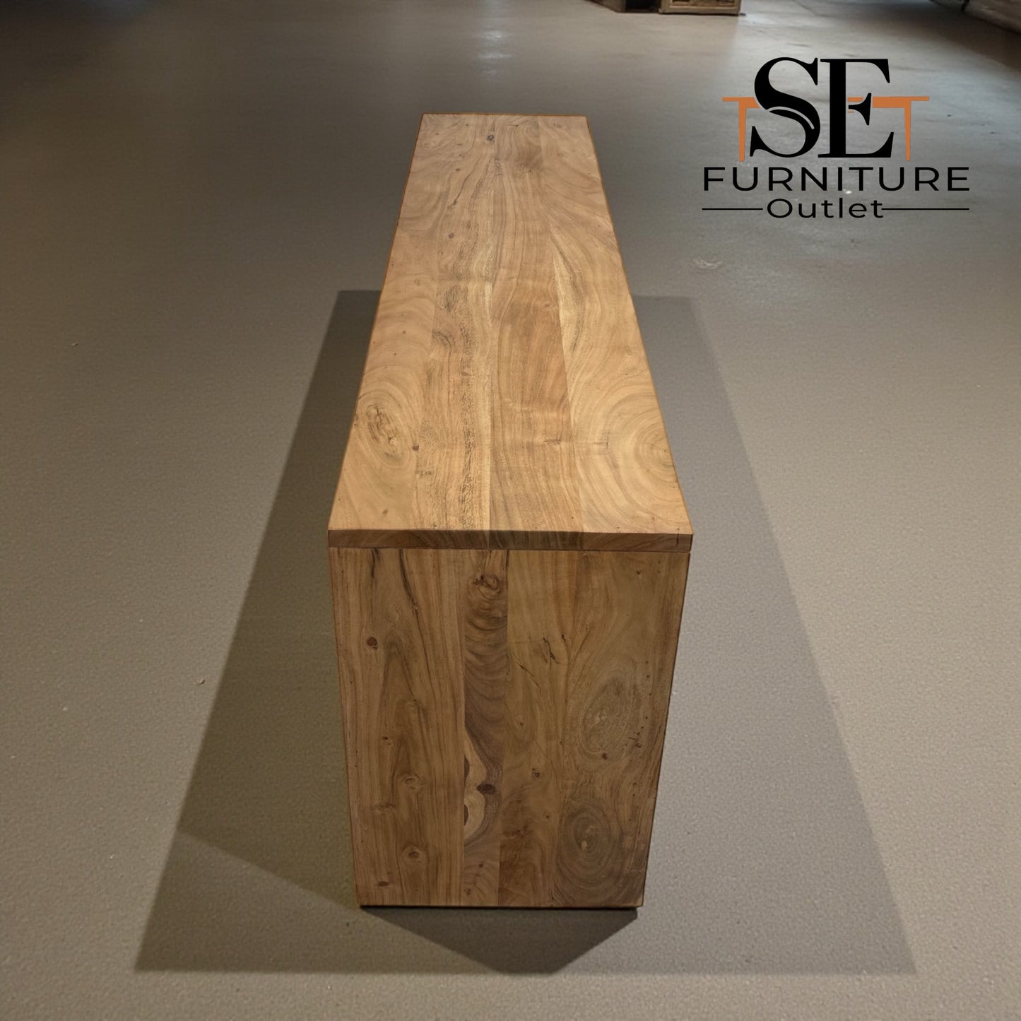 Chunky Solid Acacia Wood Live Edge 4-Door Extra Large Sideboard with Gun Metal Legs RRP £1299