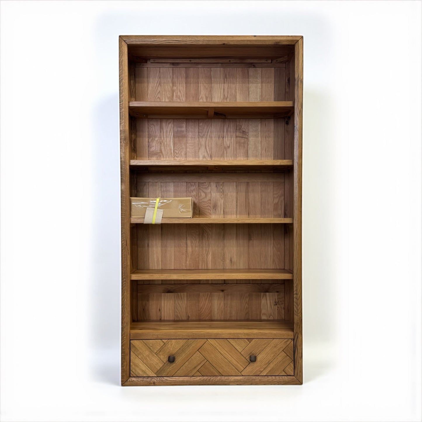 Brushed & Glazed Solid Oak Tall Bookcase, Parquet Range From Oak Furnitureland RRP £649