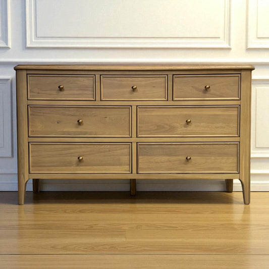 Light Natural Solid Oak 7 Drawer Chest, Newton Range From Oak Furnitureland RRP £679