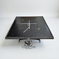 Moda Furnishings Premium Quality 4-Seater Square Table with Glass Top & Charcoal Firepit