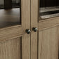 Smoked Oak Drinks Cabinet with Mirrored Back and Wine Rack