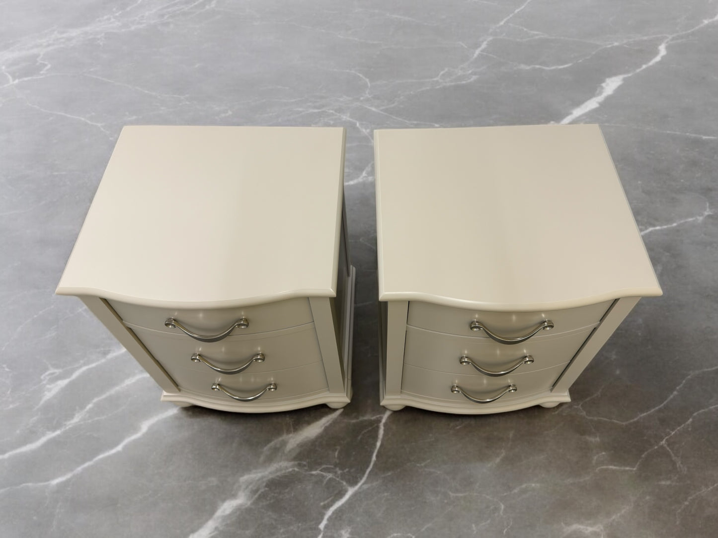 Bentleys Solid Wood & Grey Painted 3 Drawer Bedside Tables RRP £792