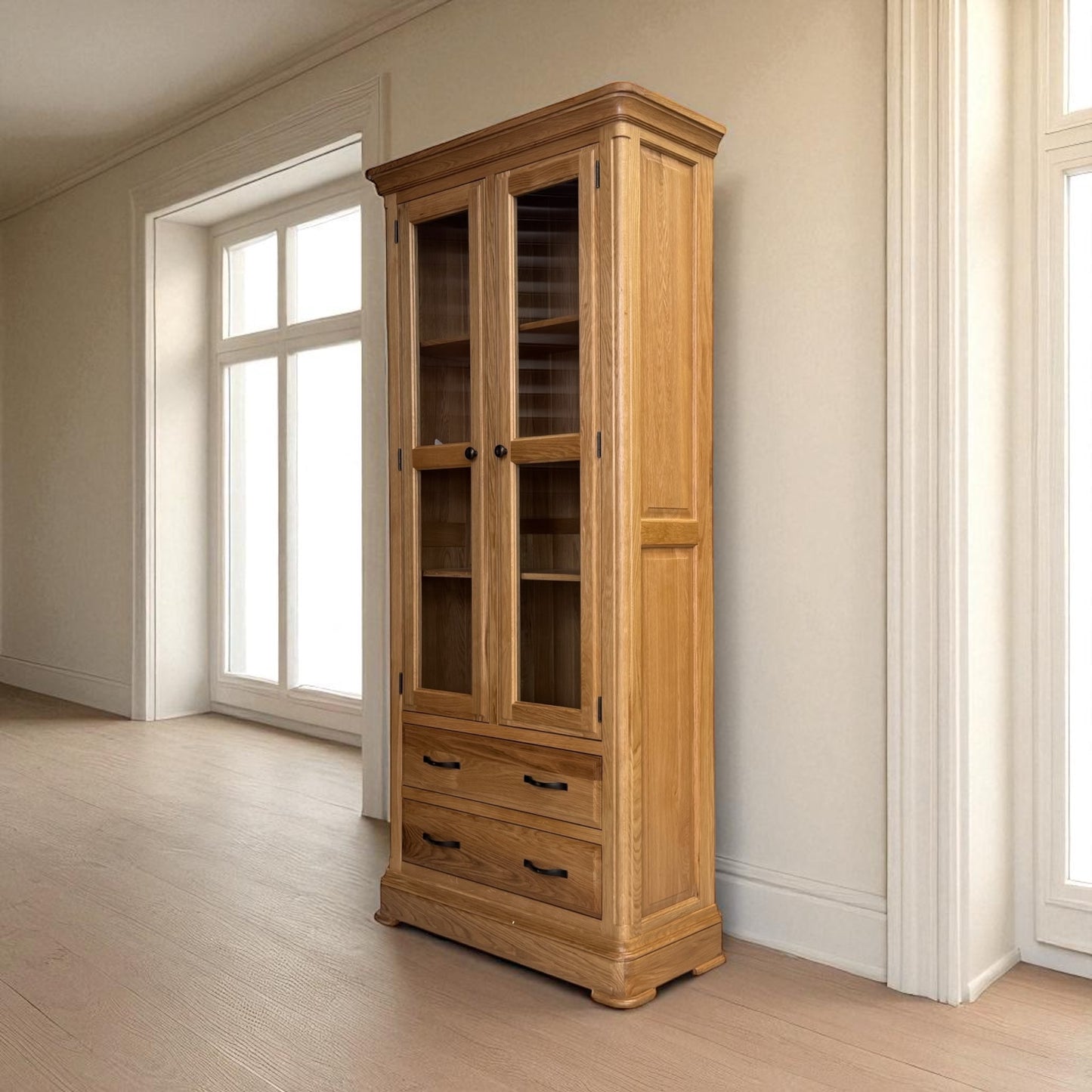 Natural Solid Oak Display Cabinet Canterbury Range From Oak Furnitureland RRP £749