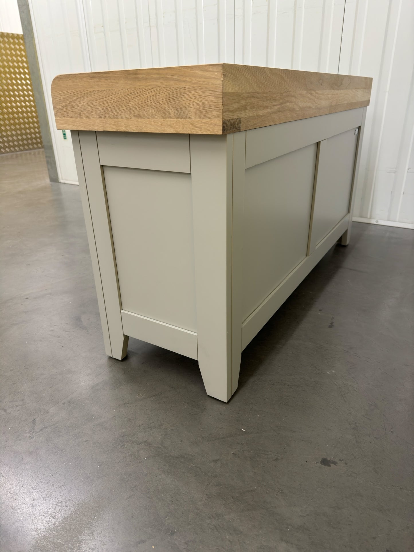 White Washed Oak Top & Grey Painted Shoe Storage & Bench with Cushion RRP £425