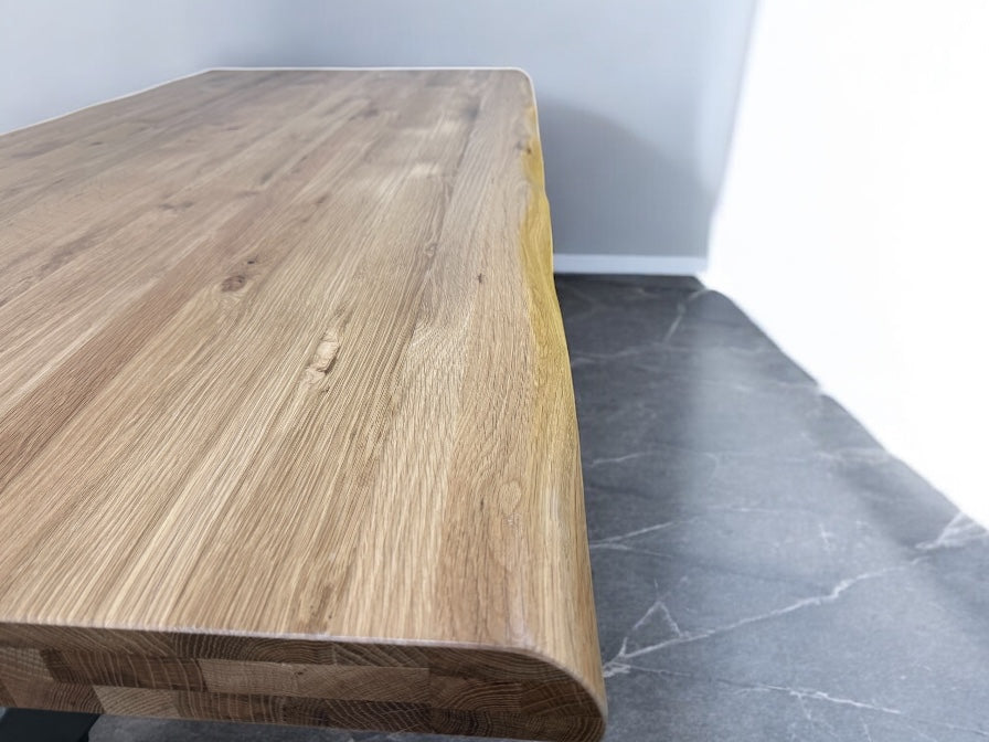 Natural Solid Oak & Metal Legs 8 Seater Living Edge Dining Table, From Oak Furnitureland RRP £999