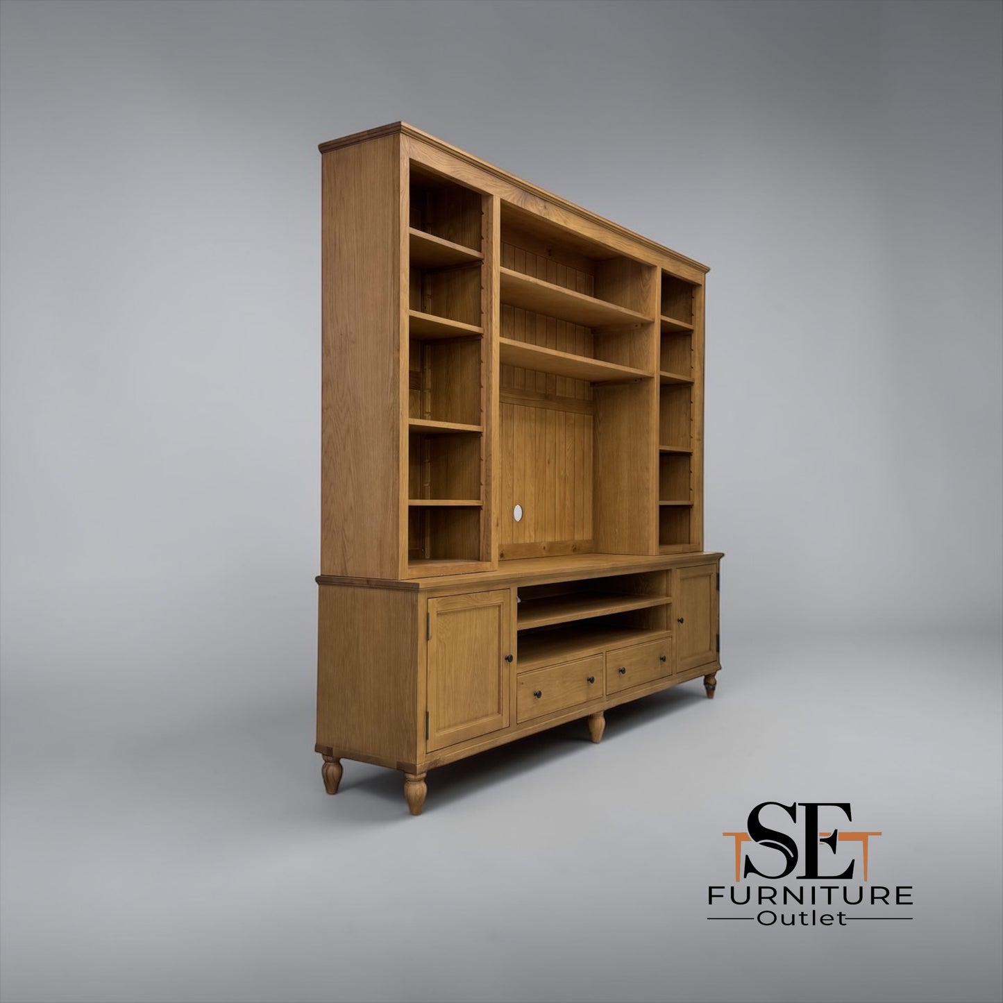 Solid Oak Tops, Frames & Oak Veneer TV & Media Storage Unit, Elkstone Mellow Oak Range £1999