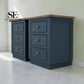 Set of 2 Solid Oak & Ink Blue Painted Bedside Tables, Richmond Range by Oak Furnitureland RRP £598