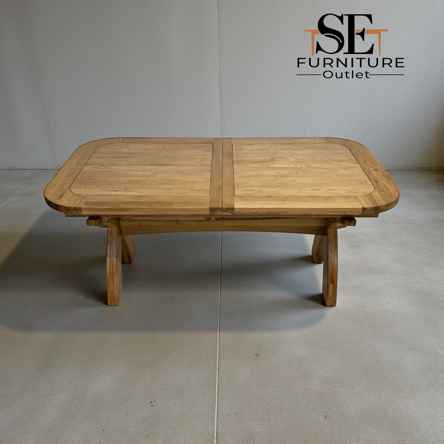 Natural Solid Oak Extending Dining Table, 10 to 12 Seater Hercules Range From Oak Furnitureland RRP £1099