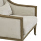 ALBURY IVORY FABRIC & WOODEN FRAME ARMCHAIR ON WHEELS