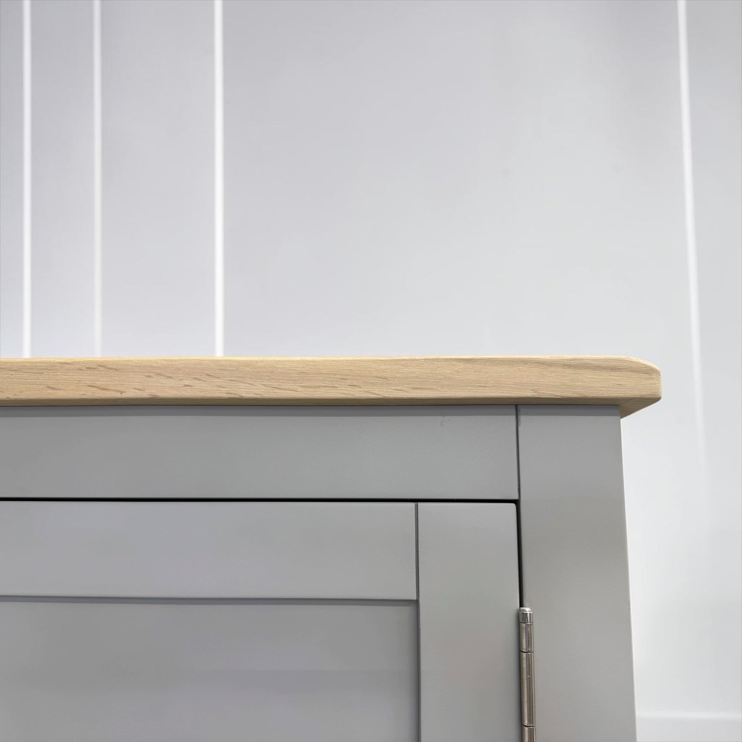 Solid Oak Top & Solid Wood Frames Narrow Larder, Chester Dove Grey RRP £999