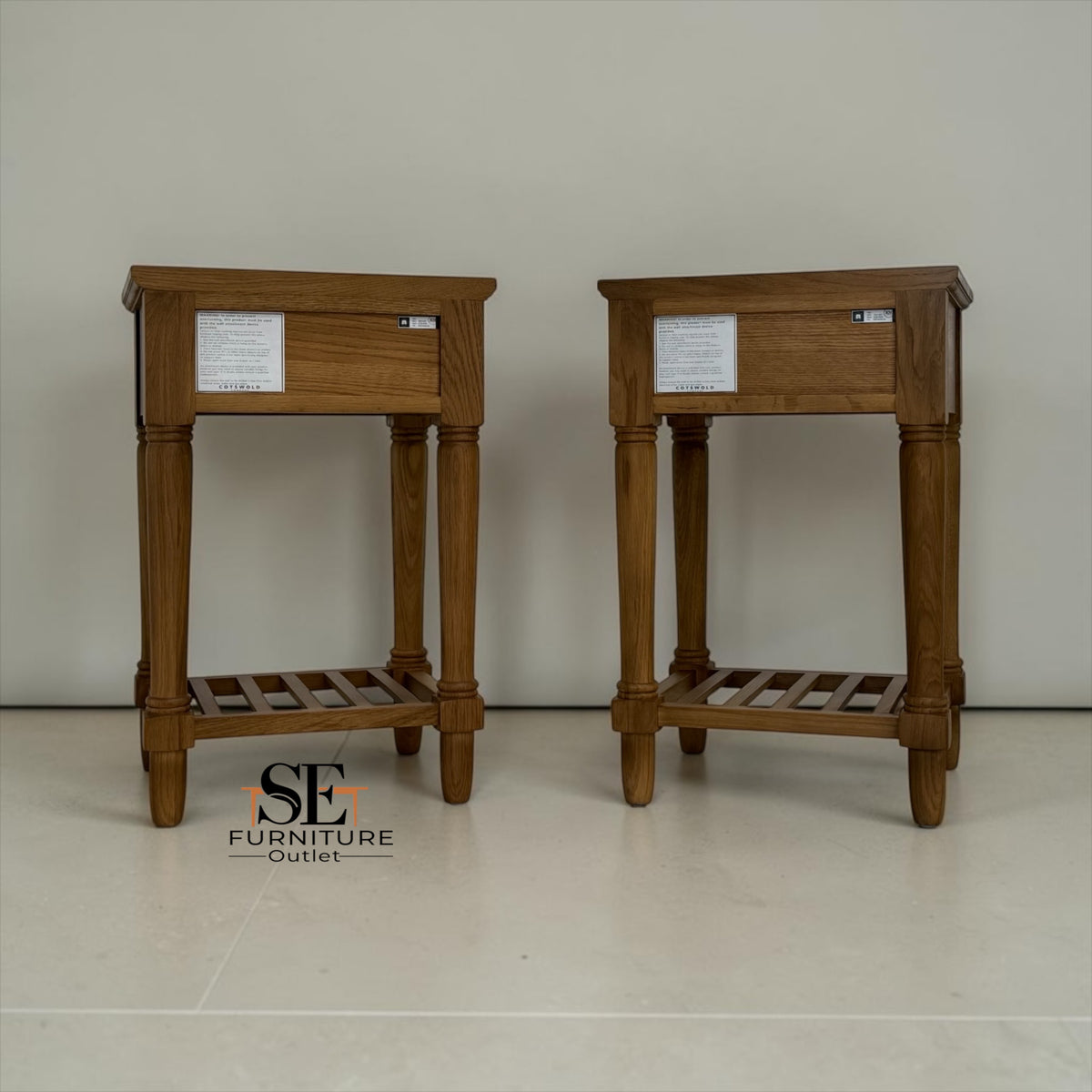 Solid Oak & Oak Veneer 1-Drawer Bedside Table, Elkstone Mellow Oak Range, RRP £398