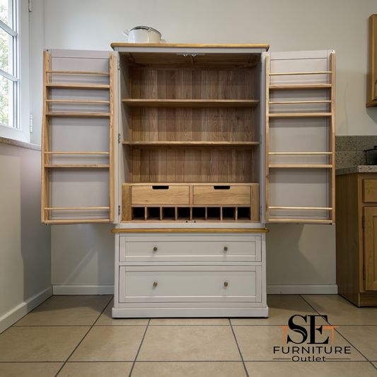 Natural Solid Oak & Painted Double Larder, Henley Range From Oak Furnitureland RRP £1679