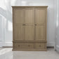 Oak Furnitureland Weathered Oak Triple Wardrobe with Tie Rack & Glass Mirror, Burleigh Range RRP £1649