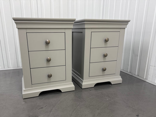 Solid Wood Frame Pebble Grey Bedside Tables RRP £169 Each