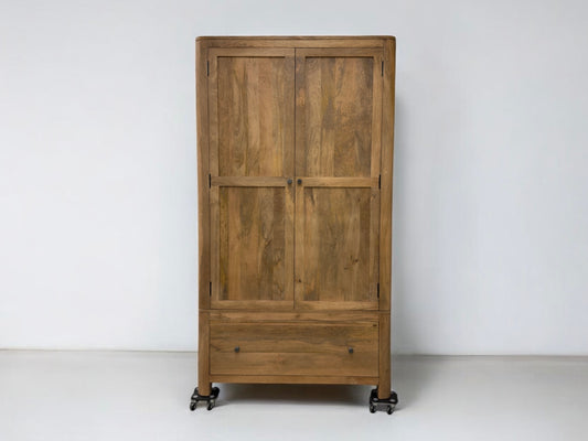 OAK FURNITURELAND SOLID MANGO WOOD DOUBLE WARDROBE LYLA RANGE RRP £949