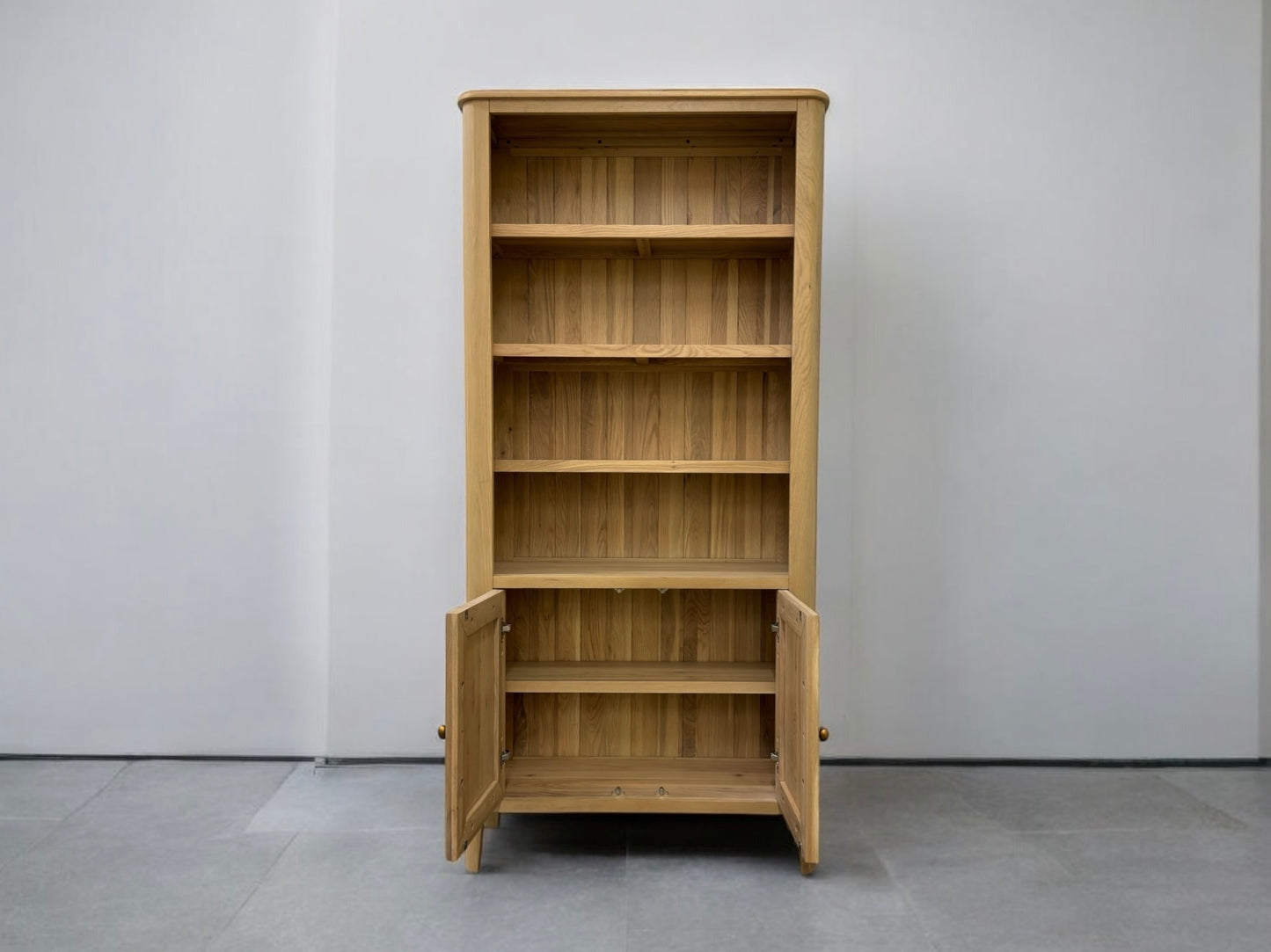 Oak Furnitureland Light Natural Solid Oak Tall Bookcase Newton Range RRP £649