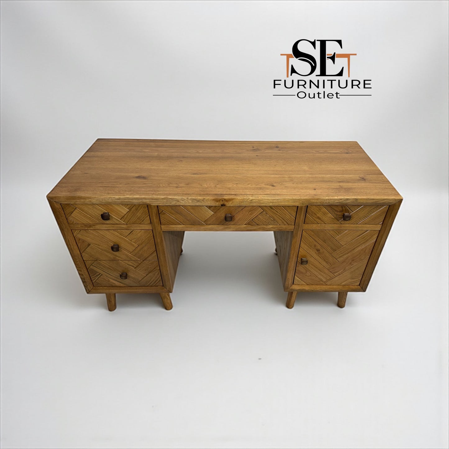 Brushed & Glazed Solid Oak Desk Parquet Range From Oak Furnitureland RRP £649