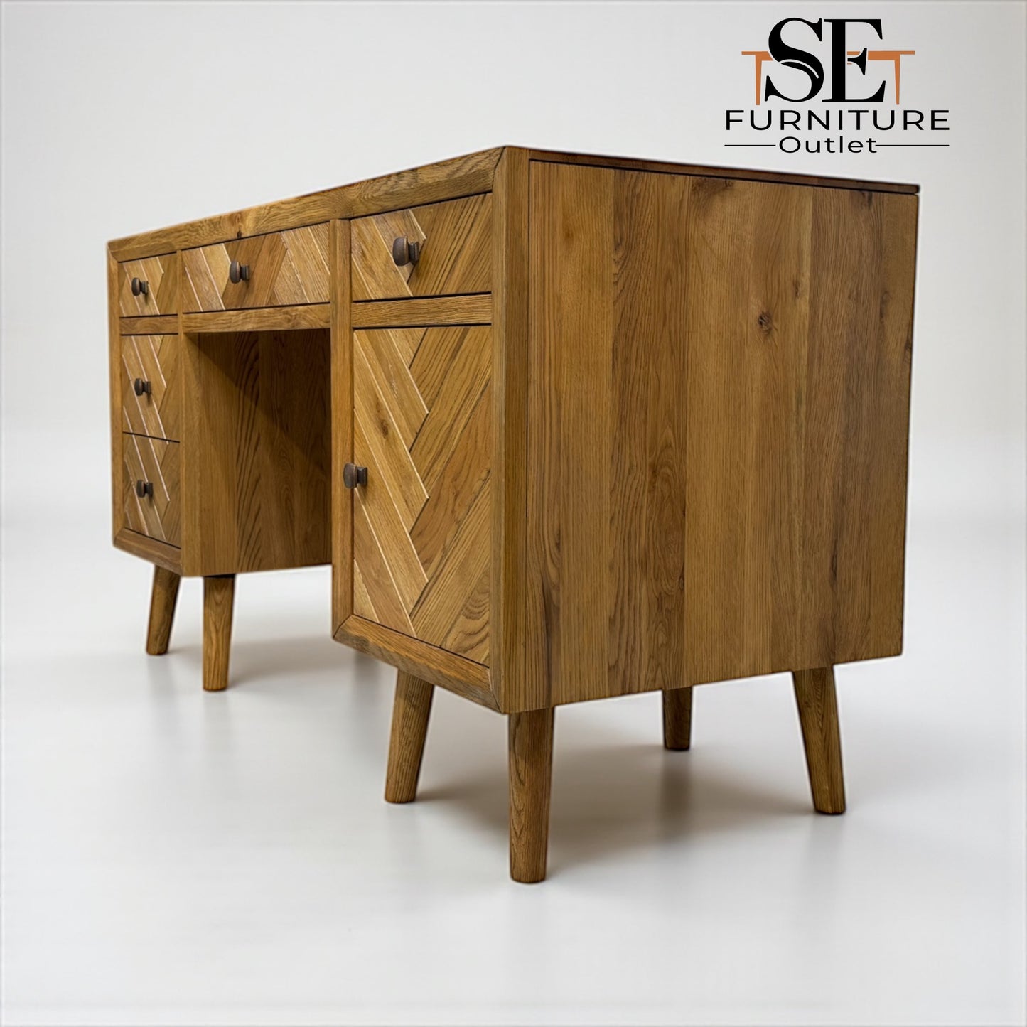 Brushed & Glazed Solid Oak Desk Parquet Range From Oak Furnitureland RRP £649