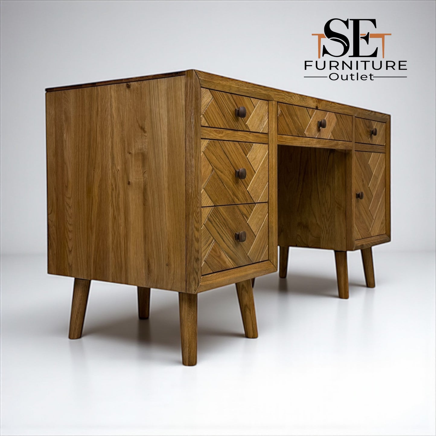Brushed & Glazed Solid Oak Desk Parquet Range From Oak Furnitureland RRP £649
