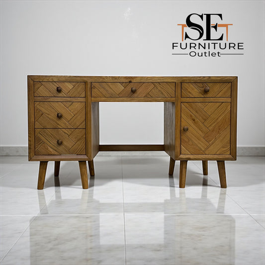 Brushed & Glazed Solid Oak Desk Parquet Range From Oak Furnitureland RRP £649