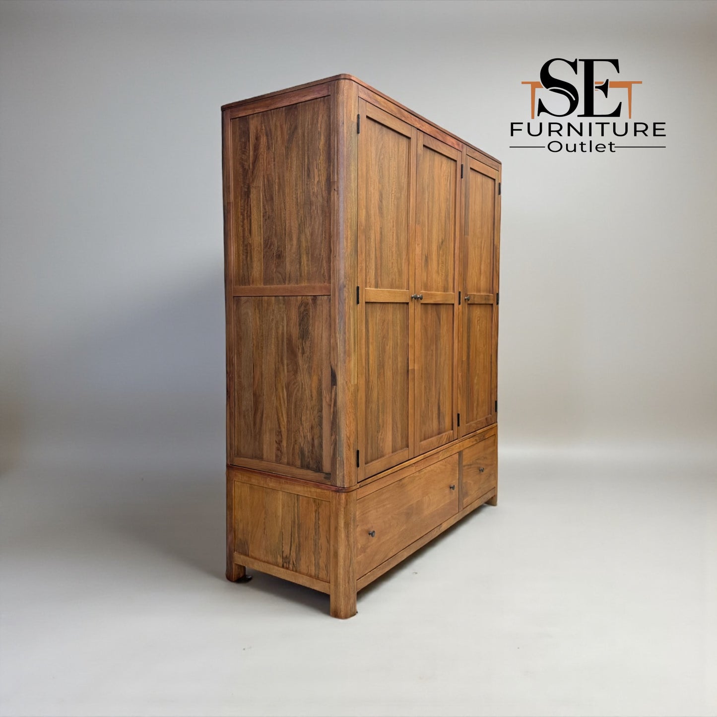 Natural Solid Mango Wood Triple Wardrobe Noah Range From Oak Furnitureland RRP £1699