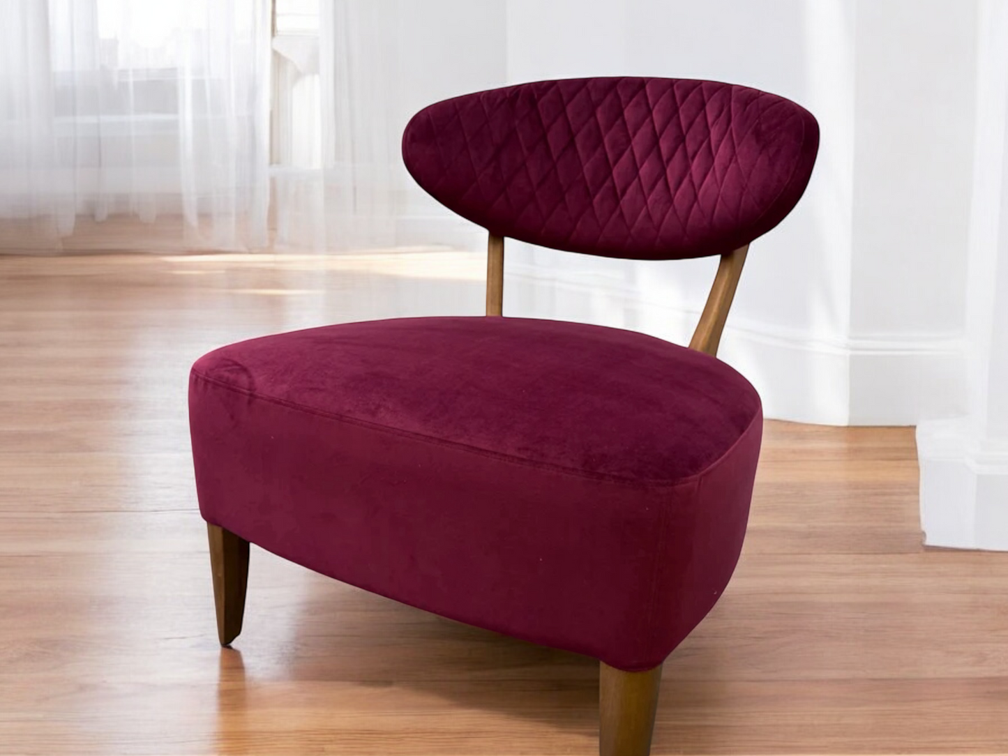 Crimson Velvet Fabric Casual Chair With Solid Oak Frame RRP £589