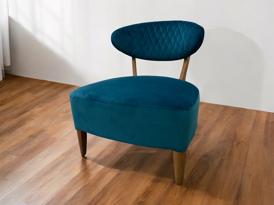 Sea Green Velvet Fabric Casual Chair With Solid Oak Frame RRP £589