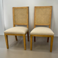 Oak & Rattan Back Chair with Fabric Covered Padded Seat, Set of 2