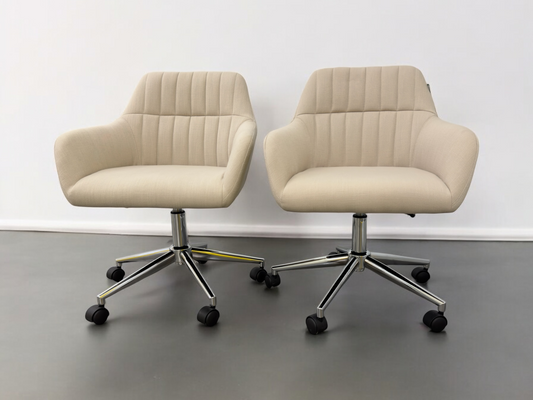 Cotswold Company Upholstered Office Chairs Stone Linen With Stylish Chrome Base RRP £358